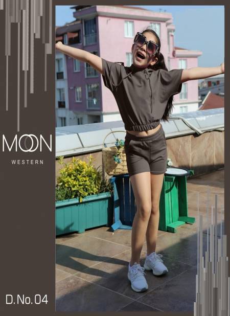 Gray Colour MOON CHILDREN Cap Top And Shorty Western style Party Wear Imported Kids Girls Wear Collection MOON 04